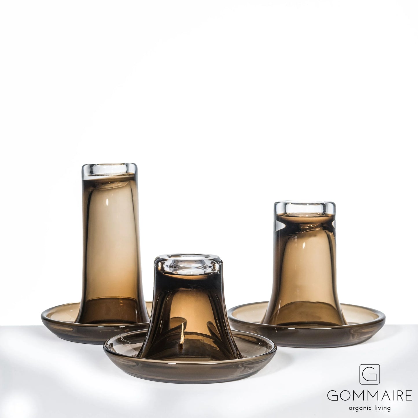 Kandelaar Luz L handgeblazen rookglas 20 x B20 x H19