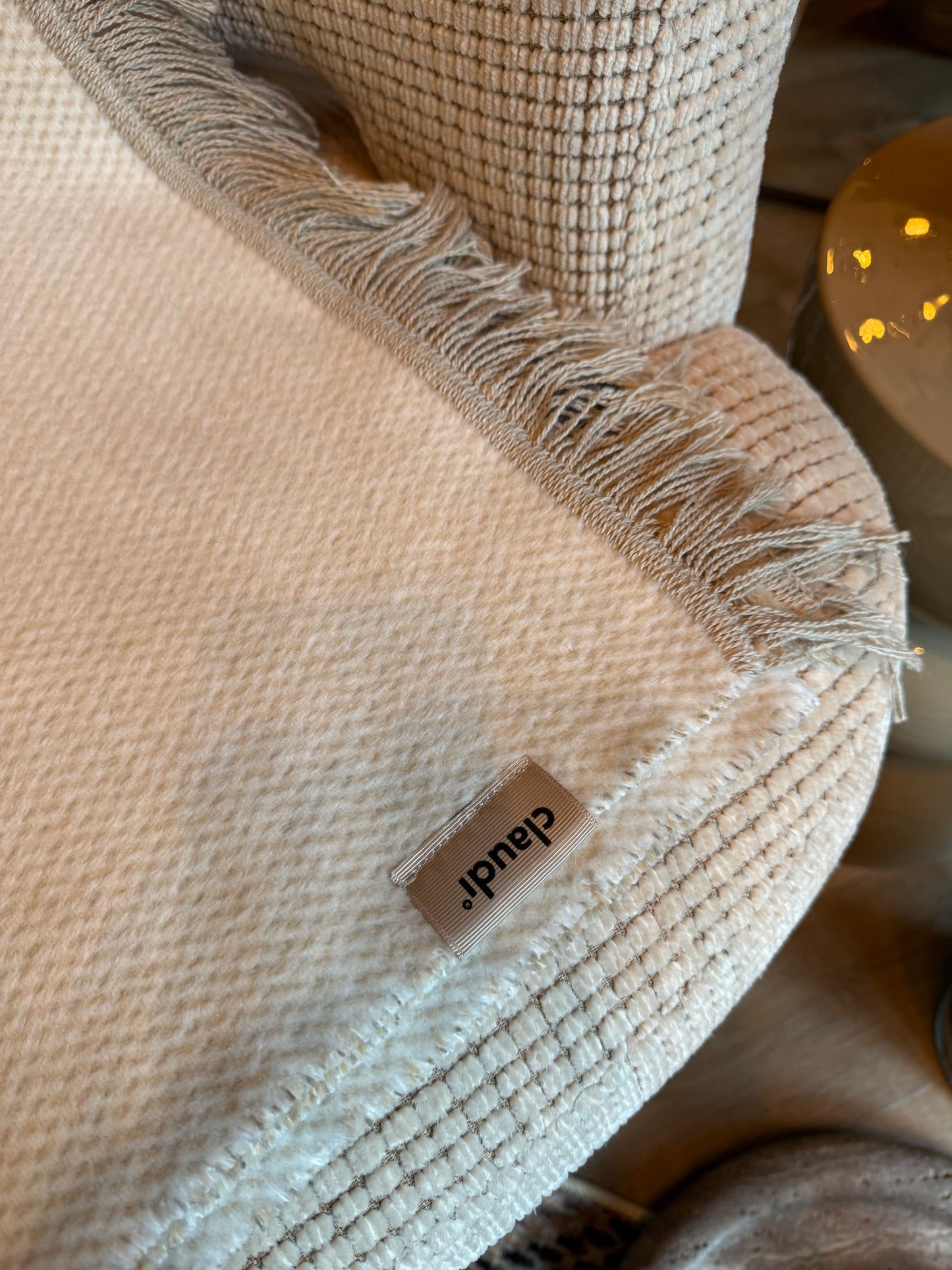 Claudi Plaid: 140x180 Licht Beige/Beige dubbelzijdig