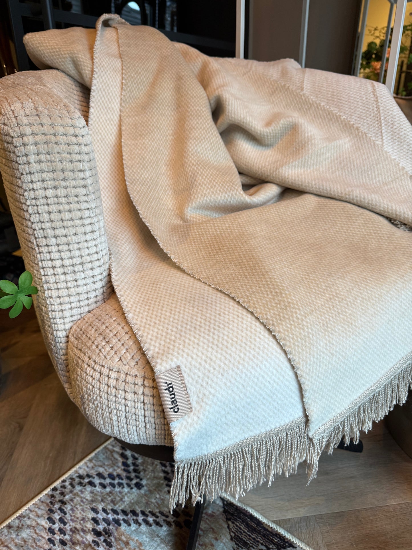 Claudi Plaid: 140x180 Licht Beige/Beige dubbelzijdig