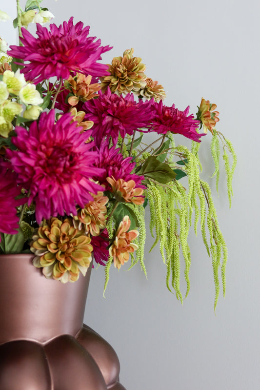 Zijden boeket XXL: Fall is coming Groen/Wit/Bruin/Fuchsia-Paars