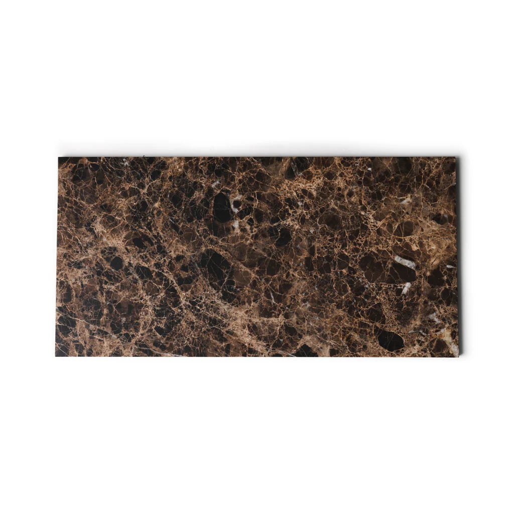 Marmer dienblad rechthoek L bruin 20x40cm