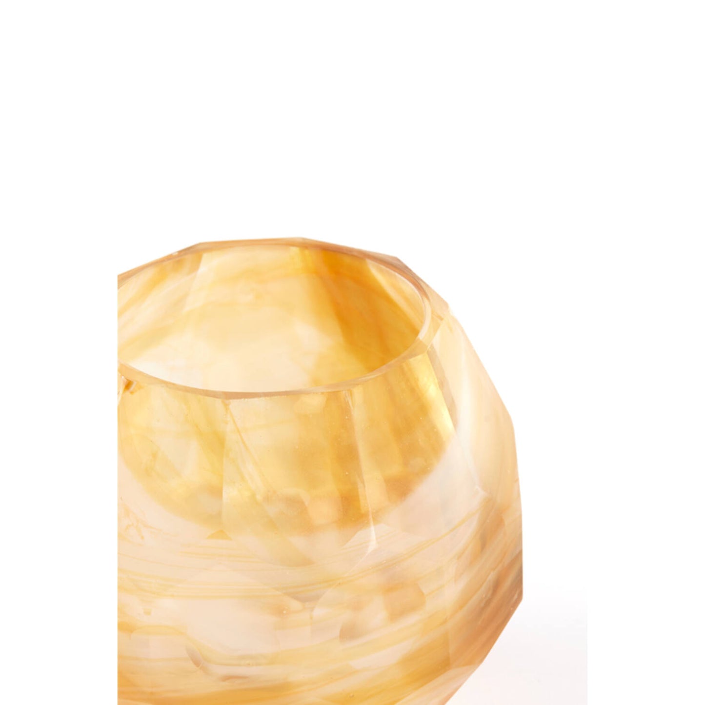 Theelicht Ø12x10 cm ELIZA glas okergeel/wit/beige