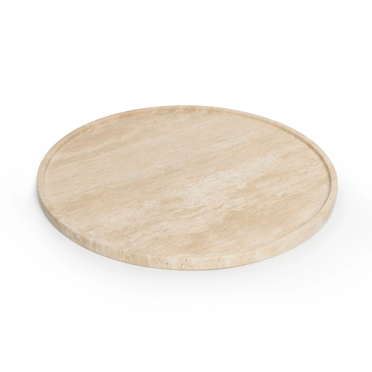 Travertine dienblad rond met rand 45cm