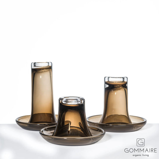 Kandelaar Luz L handgeblazen rookglas 20 x B20 x H19