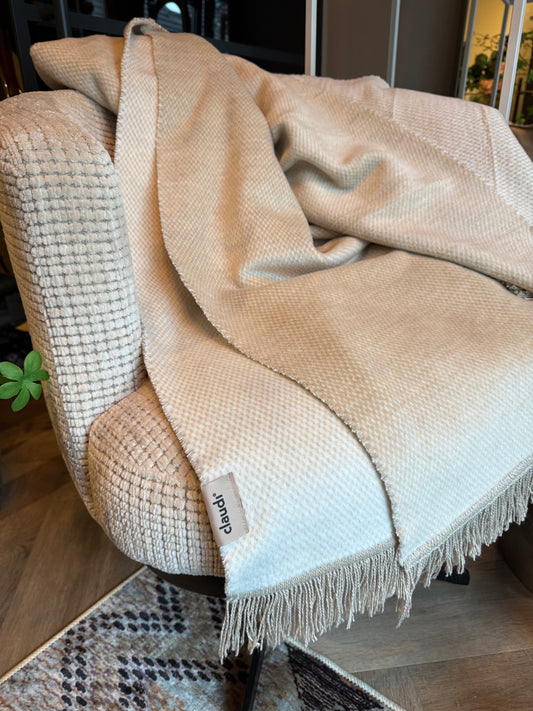 Claudi Plaid: 140x180 Licht Beige/Beige dubbelzijdig