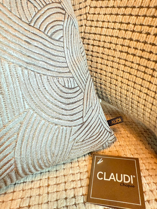 Claudi Chique Kussen: Bramana 45x45 Taupe/zacht grijs