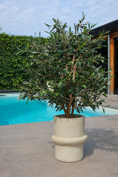 Pot terracotta wit/beige S 28hx19b