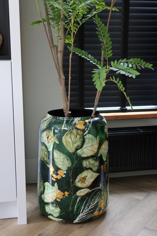 Groen pot met gouden details 63hx30d