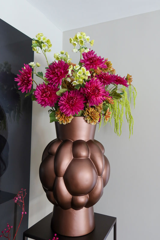 Zijden boeket XXL: Fall is coming Groen/Wit/Bruin/Fuchsia-Paars