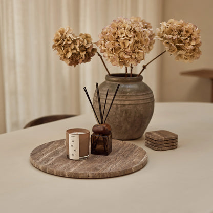 Titanium travertine dienbland rond 40cm