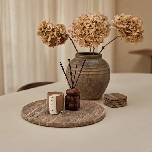 Titanium travertine dienbland rond 40cm