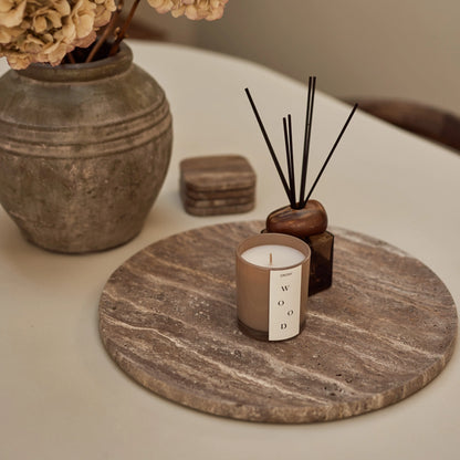 Titanium travertine dienbland rond 40cm