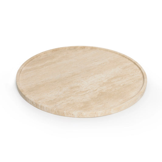 Travertine dienblad rond met rand 45cm