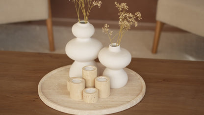 Travertine dienblad rond met rand 45cm
